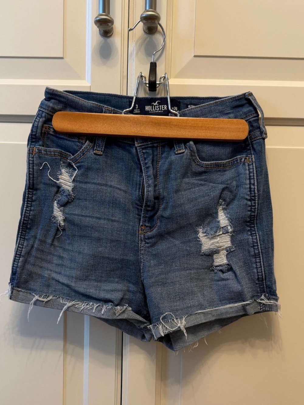 Hollister Ultra High Rise Denim Cutoff Shorts - Dark Blue Wash